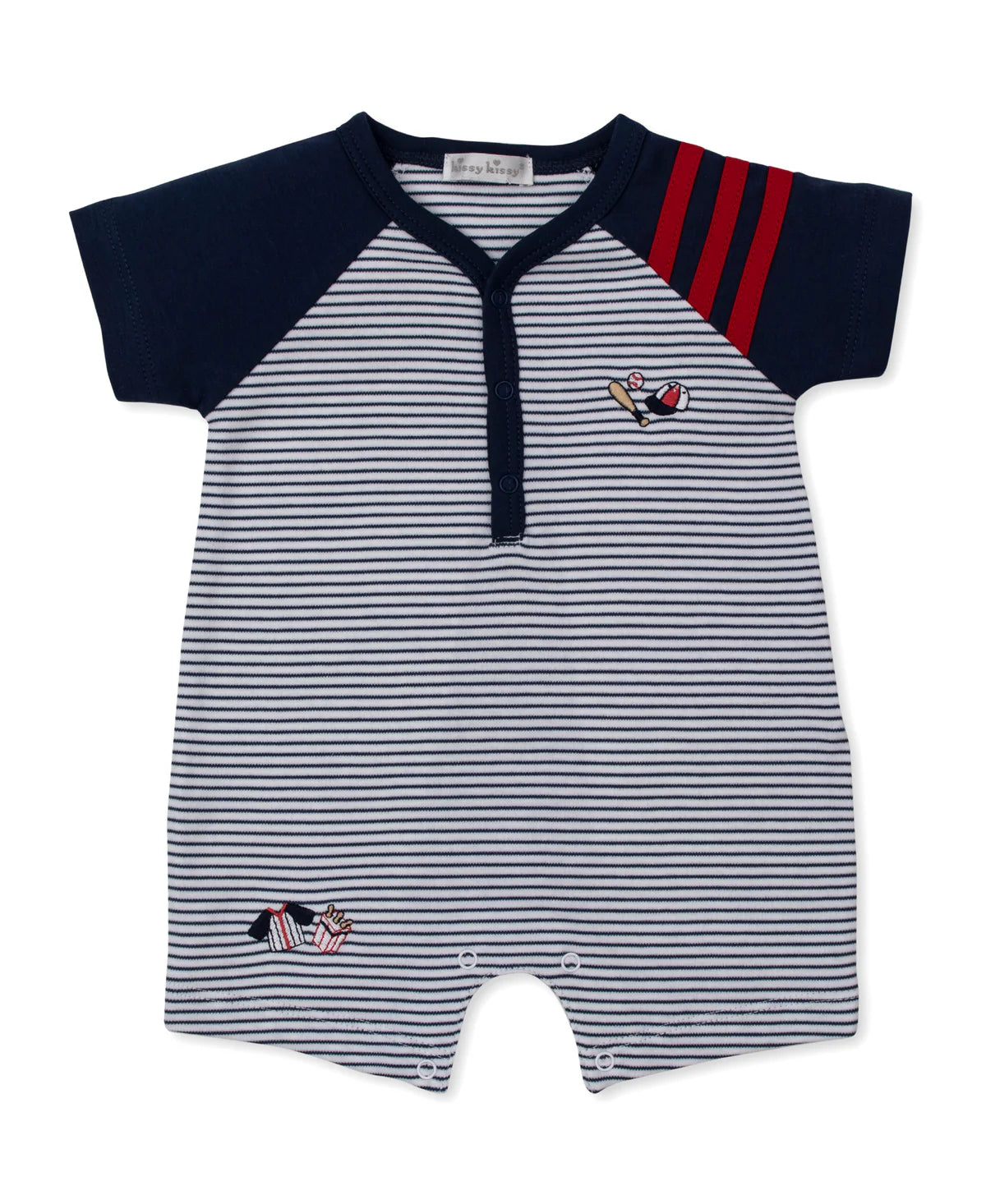 Pima Cotton Playsuit- Fly Ball Stripe