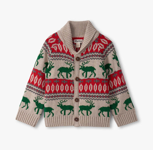 Winter Elk Shawl Collar Cardigan