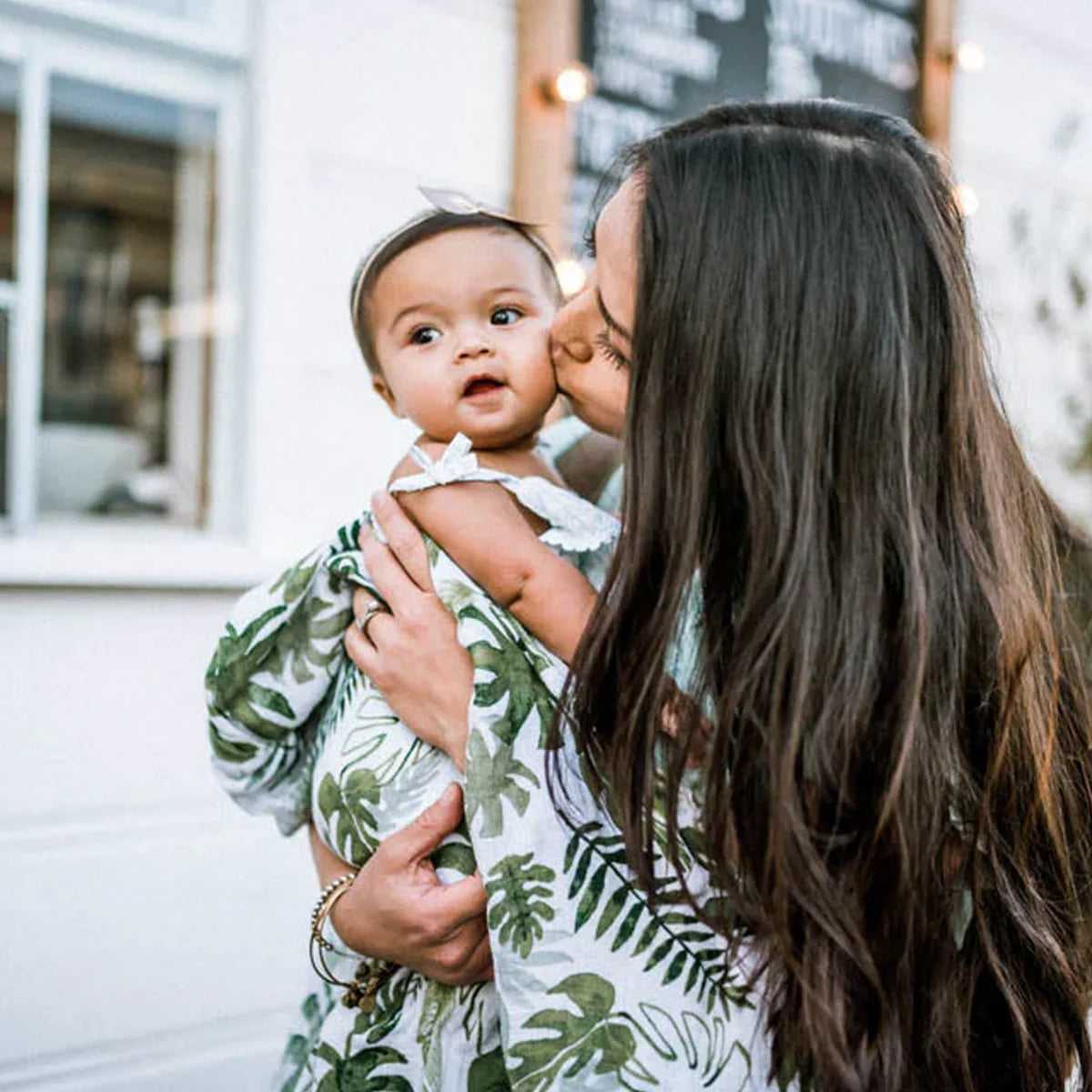 Cotton Muslin Swaddle- Tropical Leaf