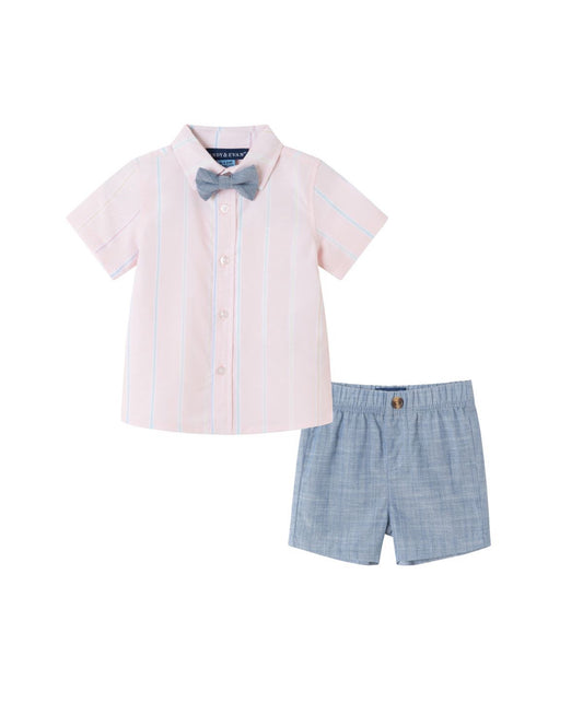 Striped Oxford Shirt/Short Bow tie Set