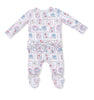 Bamboo Ruffle Footie- Floral Patchwork