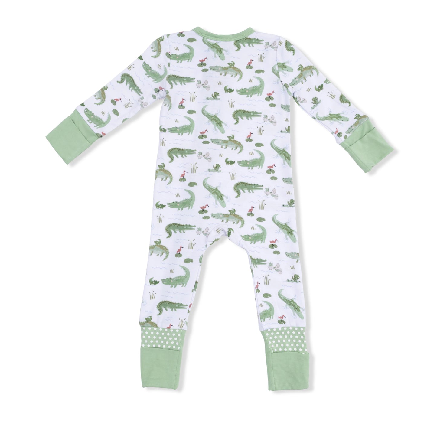 2-Way Zip Bamboo Romper- Crayon Alligator