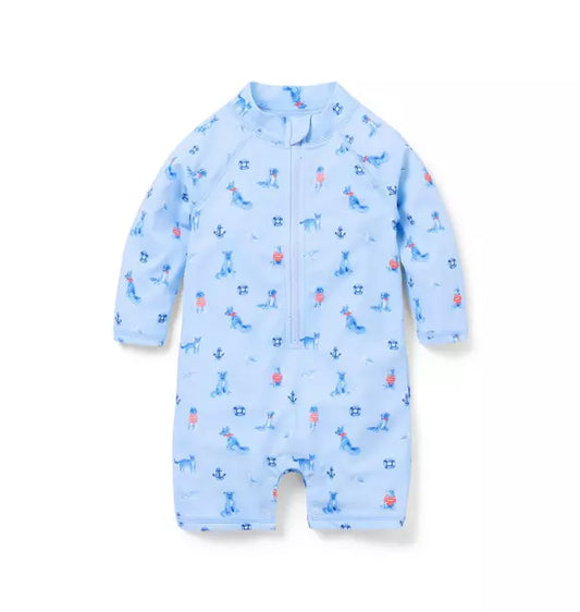 Recycled Nautical Dog Rash Guard Swimsuit