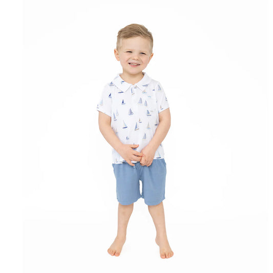 Bamboo Polo Short Set Sailboats