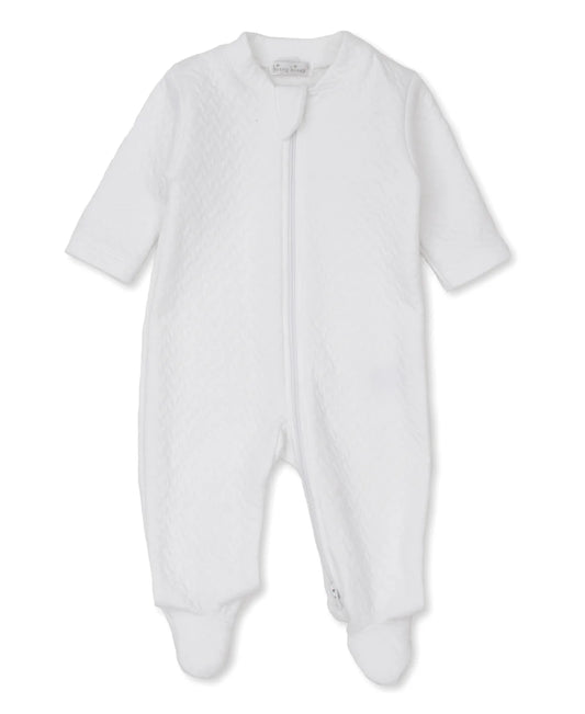 Pima Cotton Classic Jacquards White Zip Footie