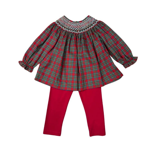 Red Plaid Smocked Legging Set