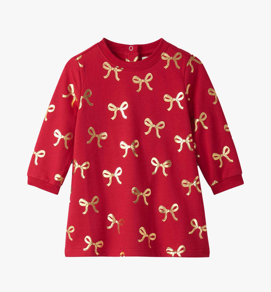 Gold Bows Sweater Dress