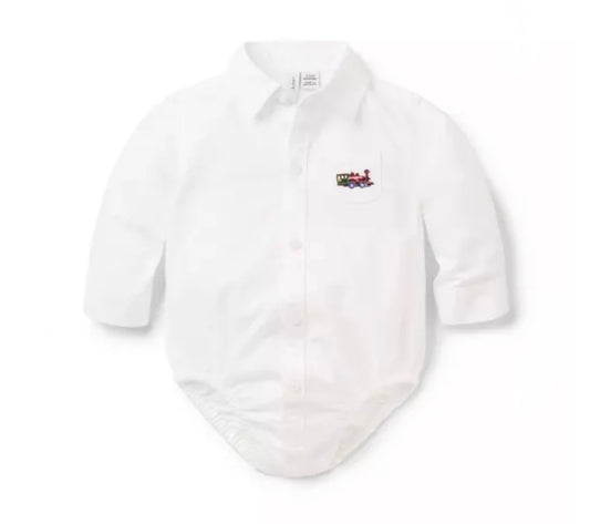 Baby Train Oxford Bodysuit
