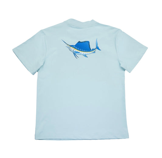UPF Graphic Performance Tee- Aqua Sailfish