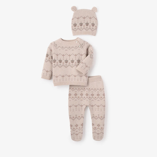 Acorn Knit Footie/Hat Set