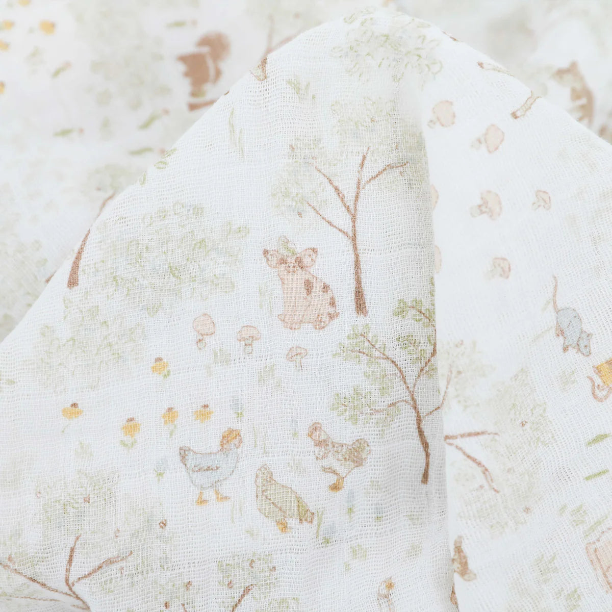 Cotton Muslin Swaddle - Woodland Friends