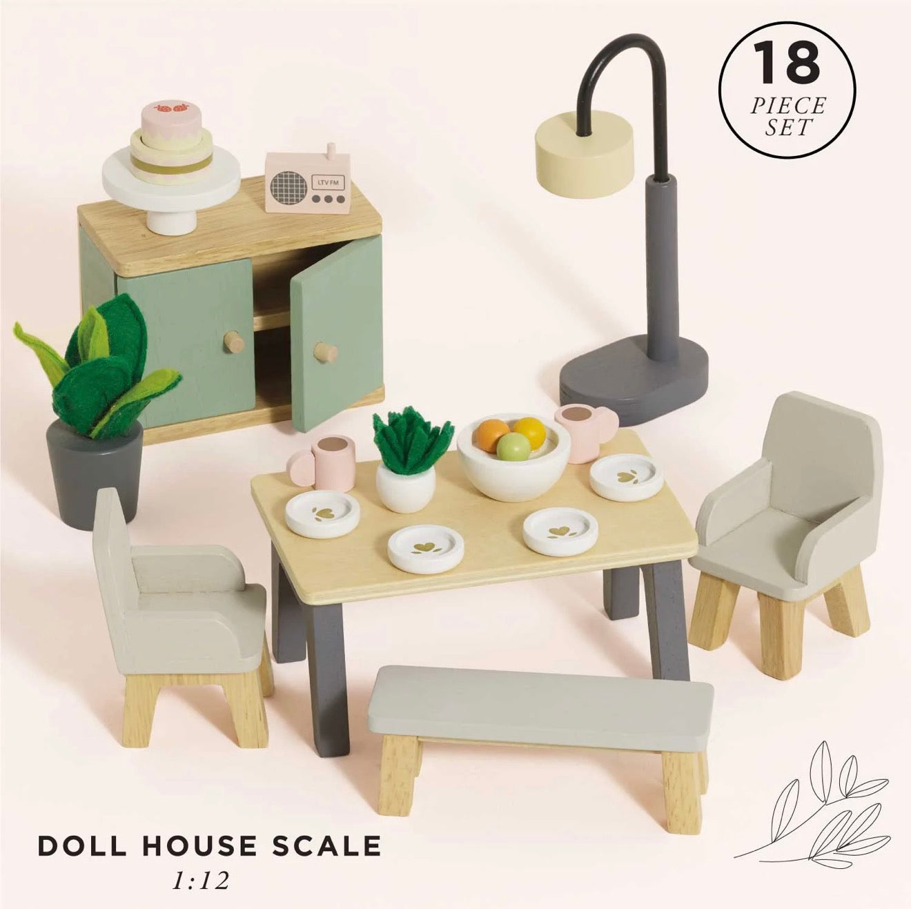 Wooden Dollhouse Dining Room