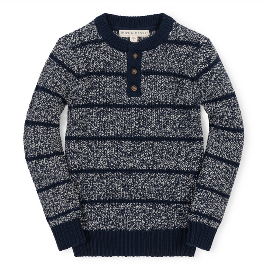 ORGANIC SWEATER HENLEY WITH ELBOW PATCHES