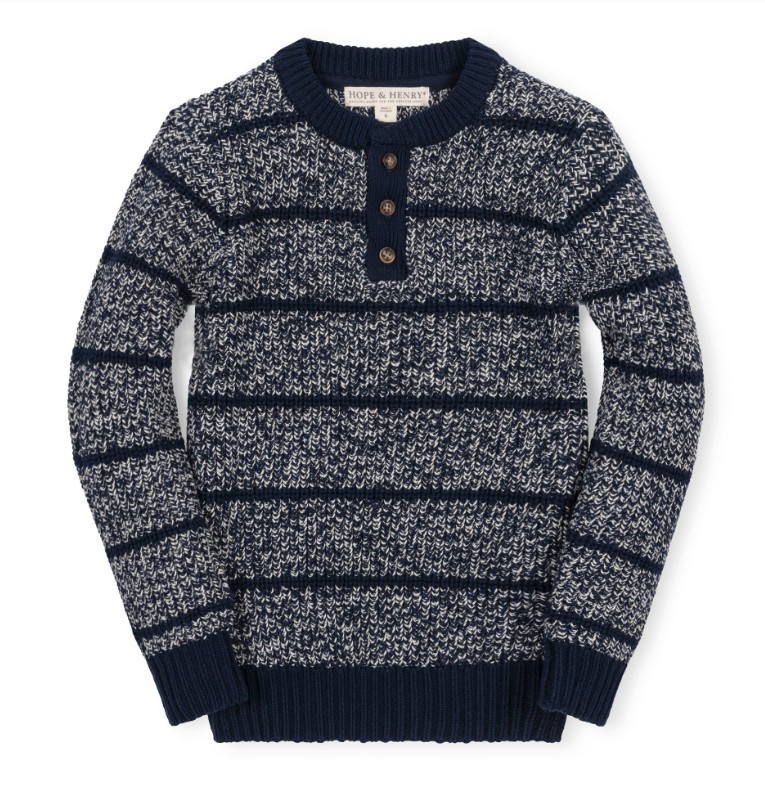 ORGANIC SWEATER HENLEY WITH ELBOW PATCHES
