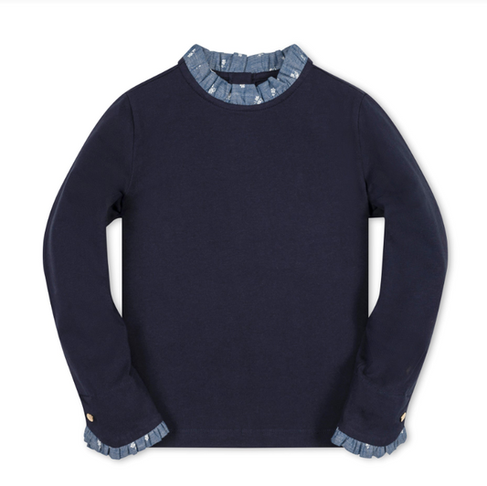 ORGANIC RUFFLE TRIM KNIT TOP