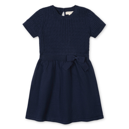 ORGANIC SHORT SLEEVE CABLE SWEATER DRESS