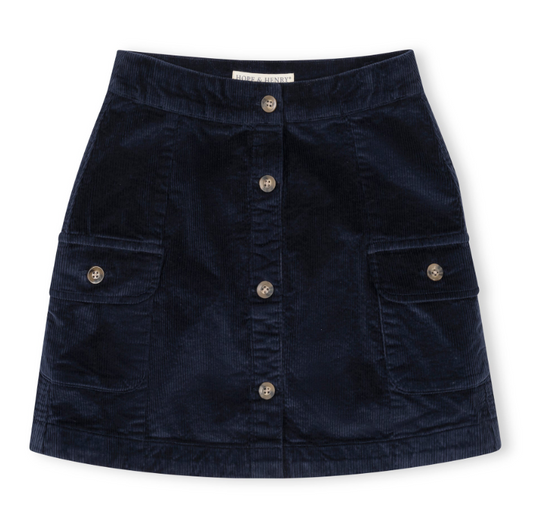ORGANIC CORDUROY BUTTON FRONT SKIRT