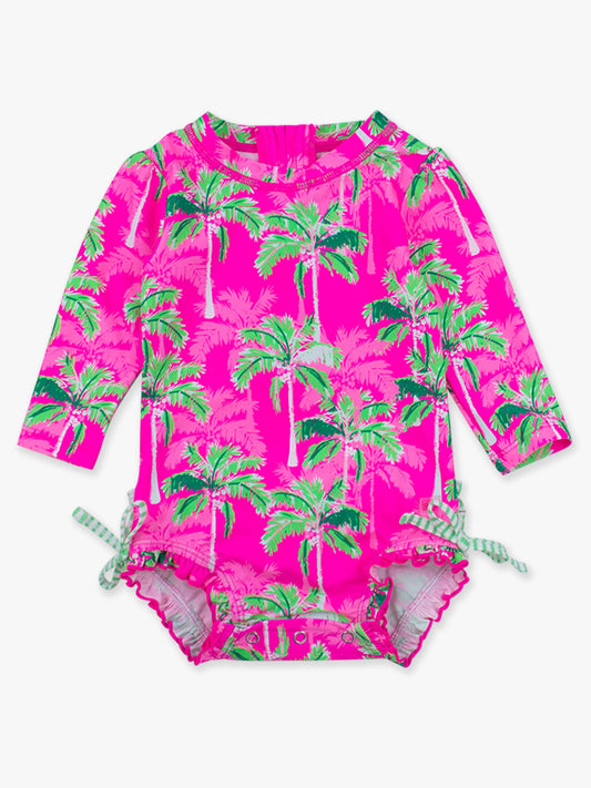 Neon Palm Paradise Long Sleeve One Piece