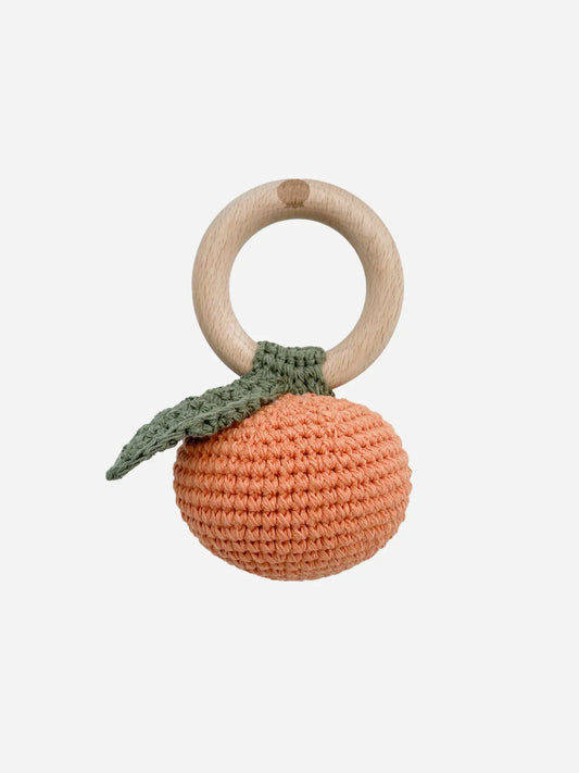 Cotton Crochet Rattle Teether-Orange