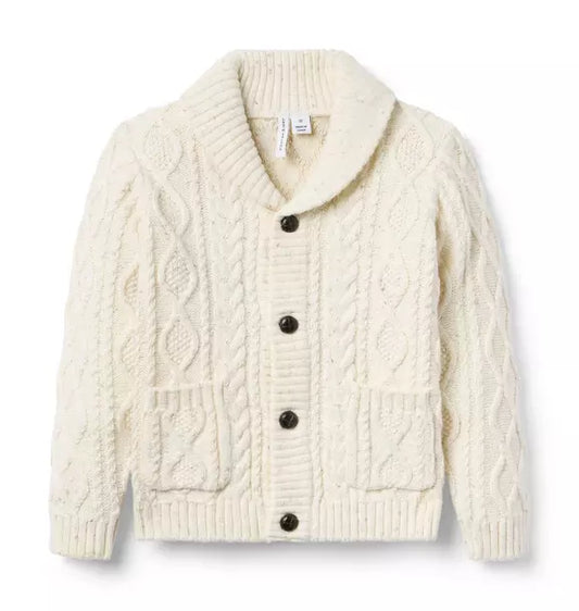 Cable Knit Shawl Collar Cardigan