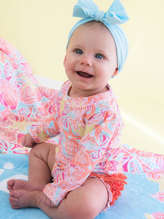 Long Sleeve One Piece- Sunset Seashells