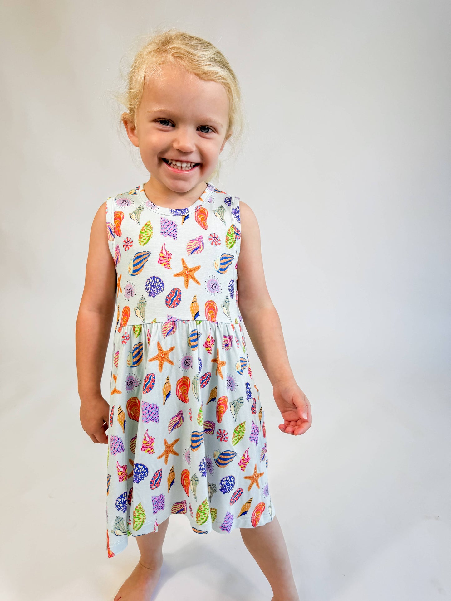 Bamboo Pocket Dress- Seashells