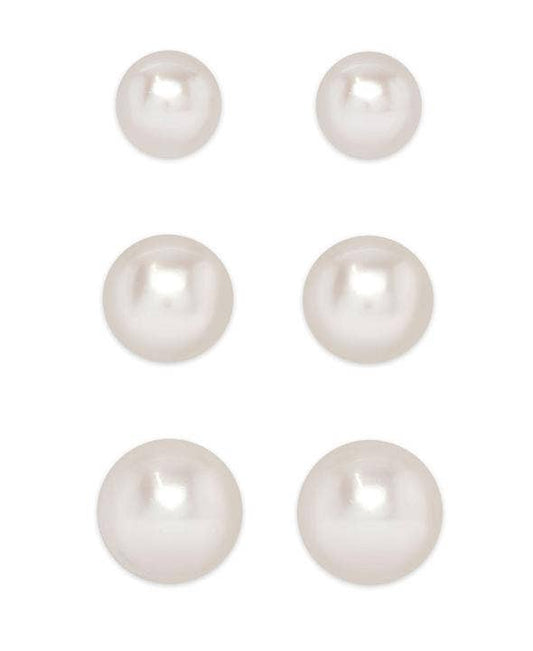 Graduated Freshwater Pearls Stud Set - Sterling Silver