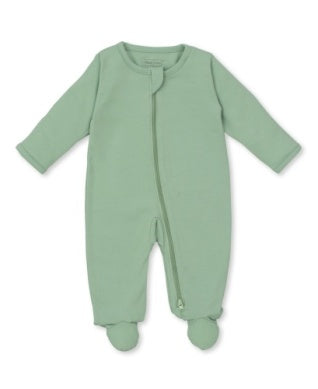 Pima Cotton Zipper Footie Green