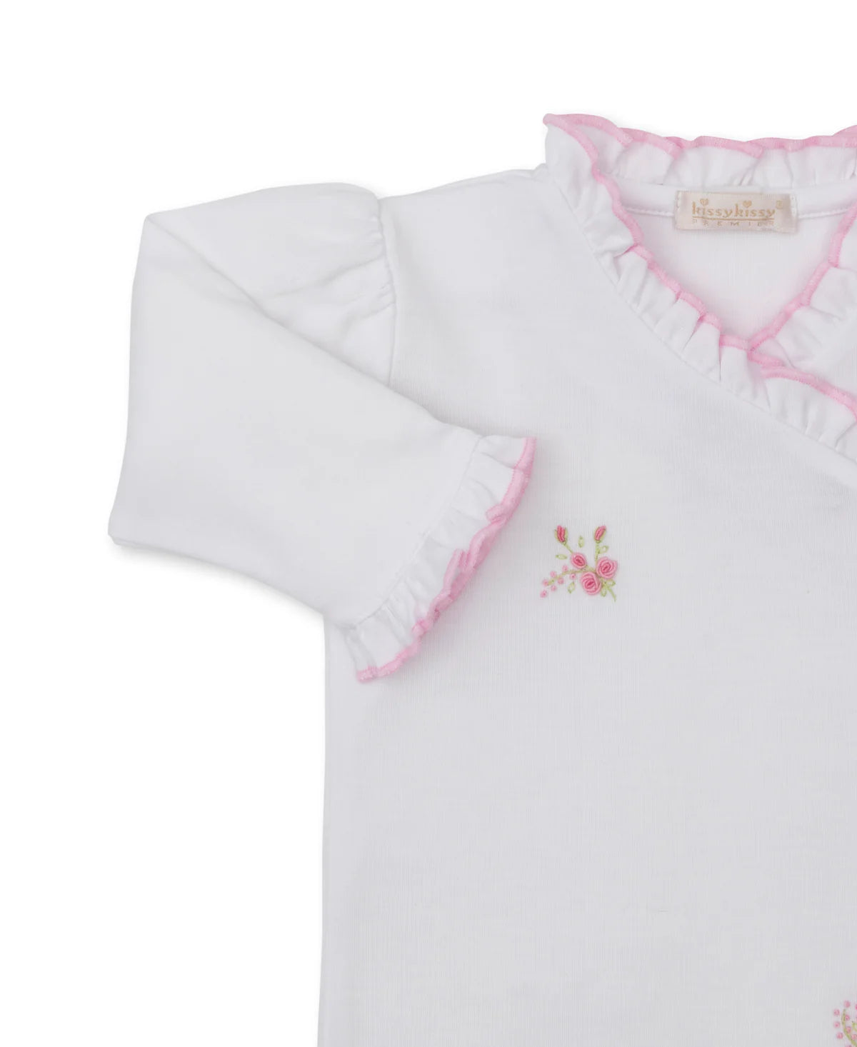 Hand Embroidered Pima Cotton Footie- Roses