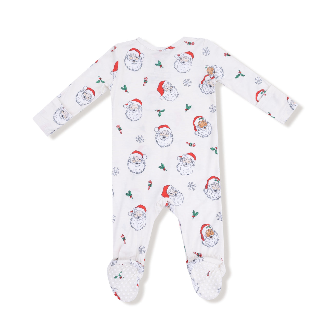 Bamboo Zipper Footie- Vintage Santa
