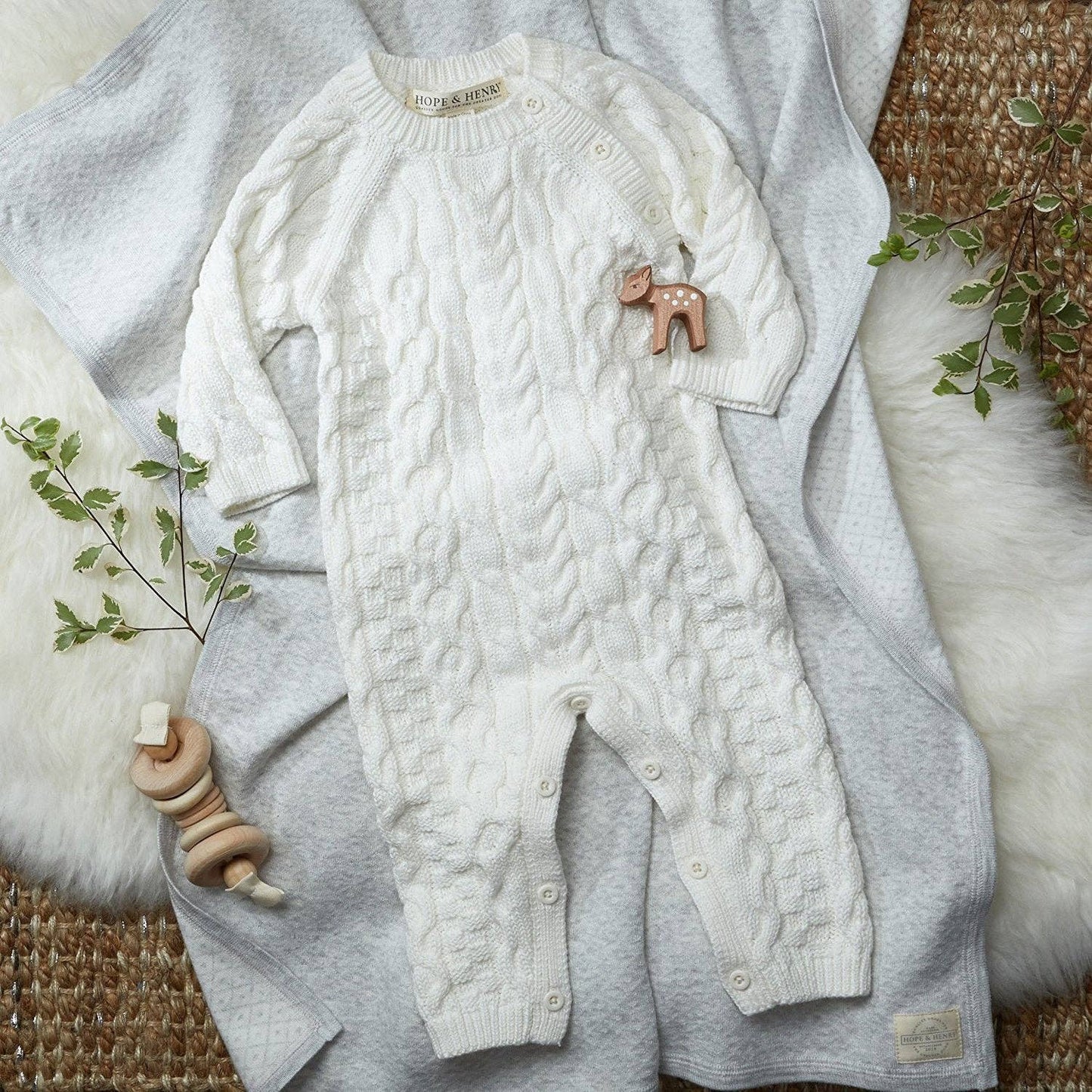 Organic Cotton Cable Knit Sweater Romper