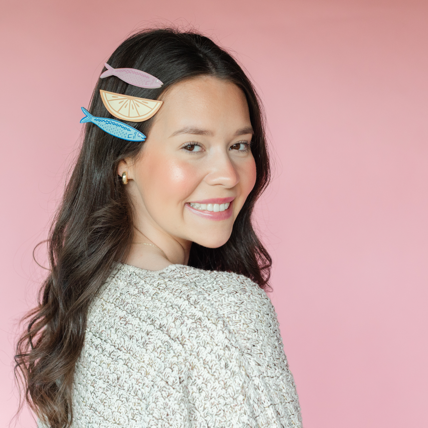 Sardine + Lemon Vegan Leather Hair Clip Set