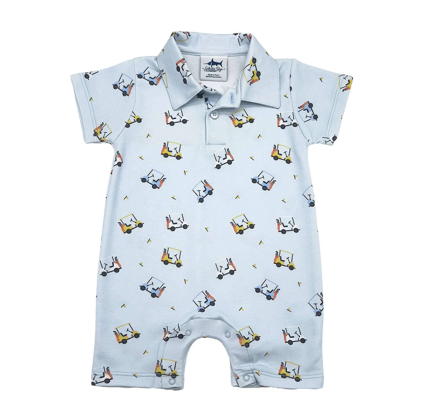 Pima Cotton Polo Romper- Golf carts 