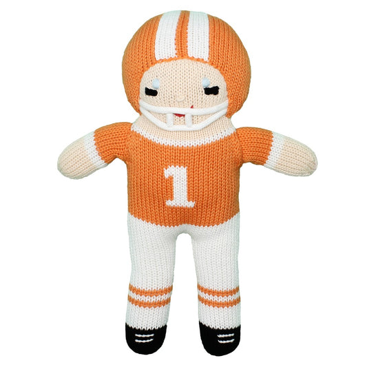 Washable Football Player Knit Rattle