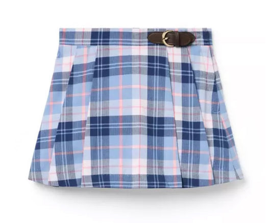 Plaid Pleated Buckle Skirt