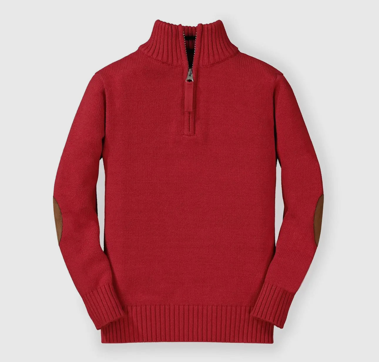 Organic Cotton Half Zip Sweater/Elbow Patch