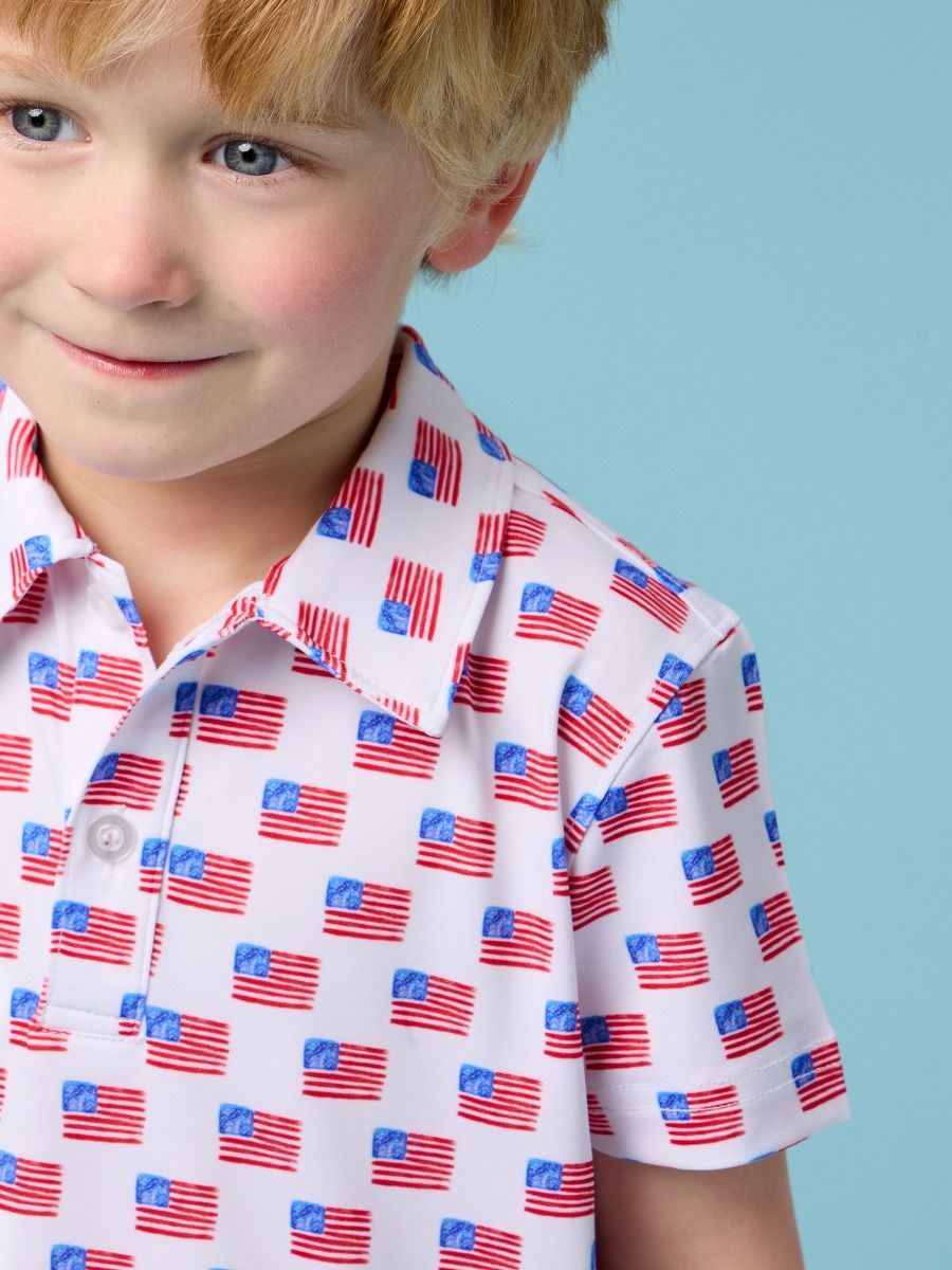 Freedom Flags Knit Performance Polo