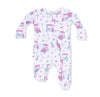 Bamboo Ruffle Footie- Pink Golf Carts
