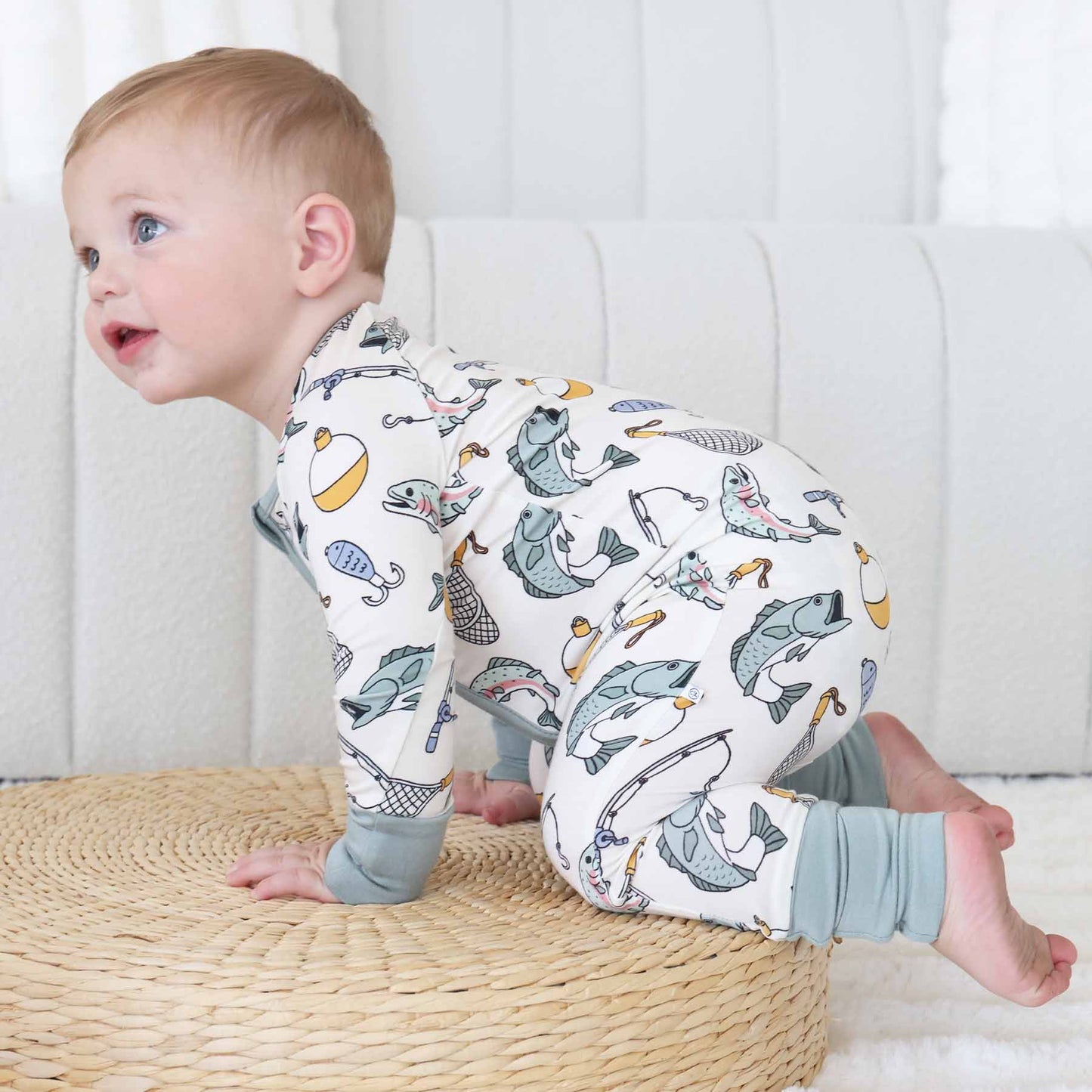 Bamboo Convertible Zip Romper- Catch of the Day