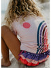 Pink & Purple Rainbow Rash Guard Ruffle Swimsuit