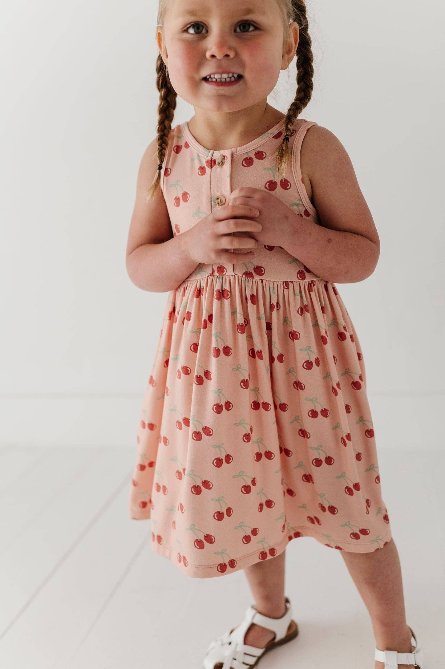 Henley Tank Dress- Cherries