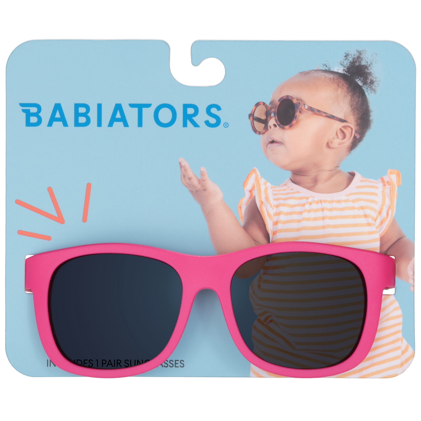 Hot Magenta Kids Navigator Sunglasses on Peggable Hangtag