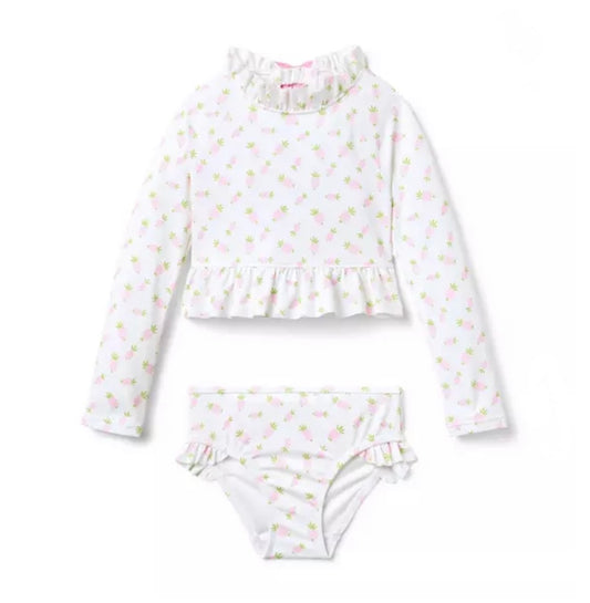 Pineapple Ruffle Rash Guard Swimsuit