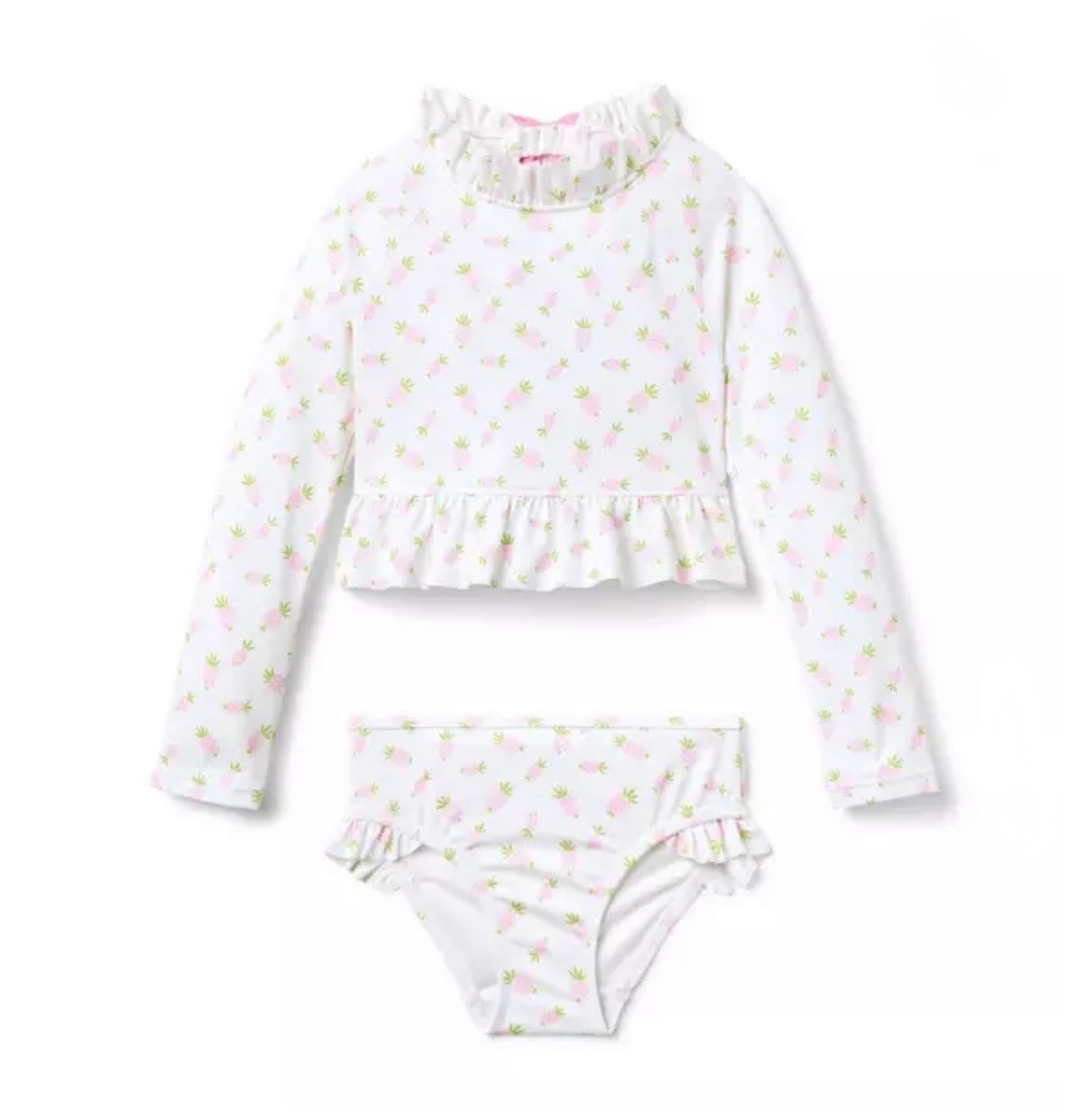 Pineapple Ruffle Rash Guard Swimsuit