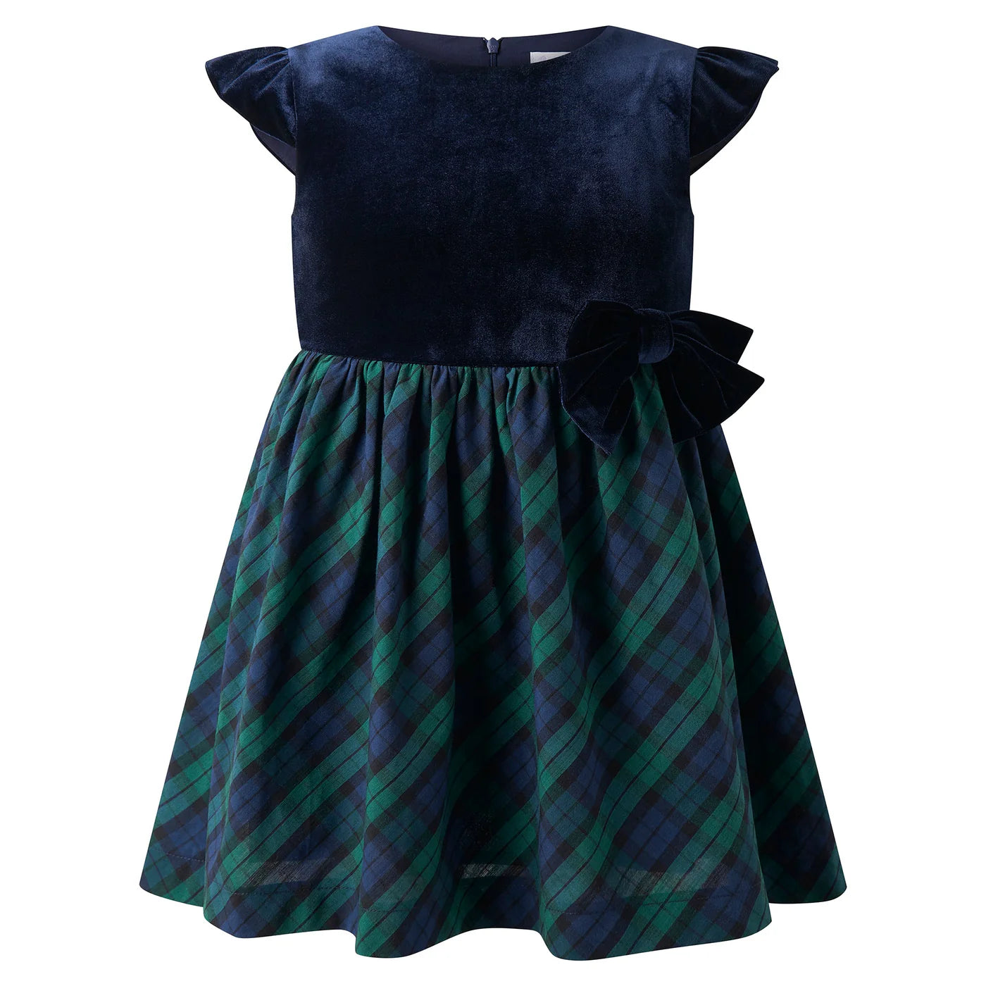 Rachel Riley Velvet Blackwatch Plaid Party Dress