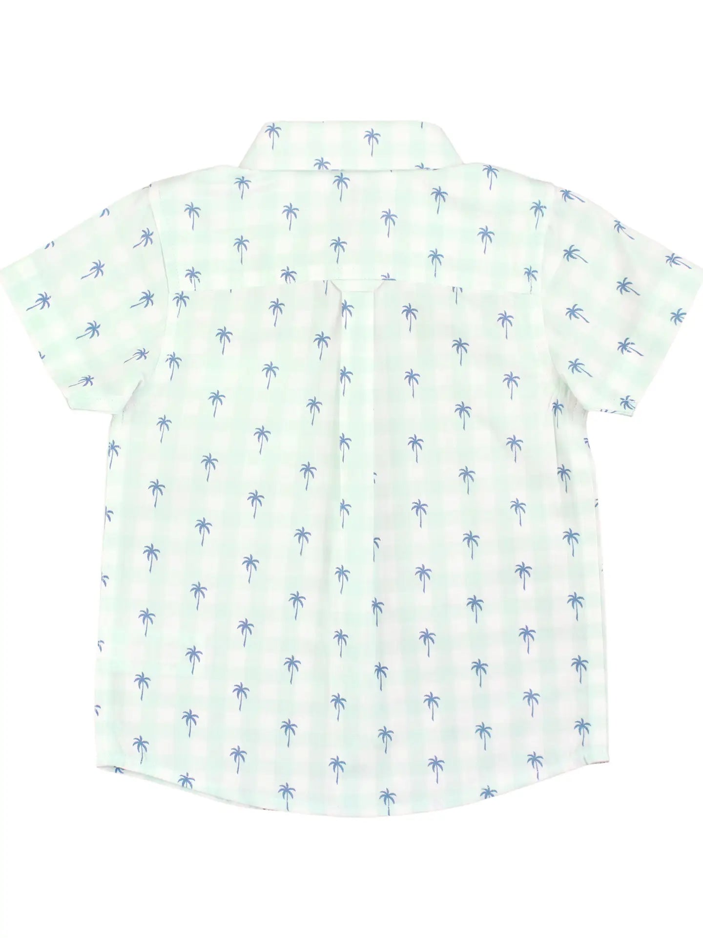 Palm Tree Gingham Short Sleeve Button Down