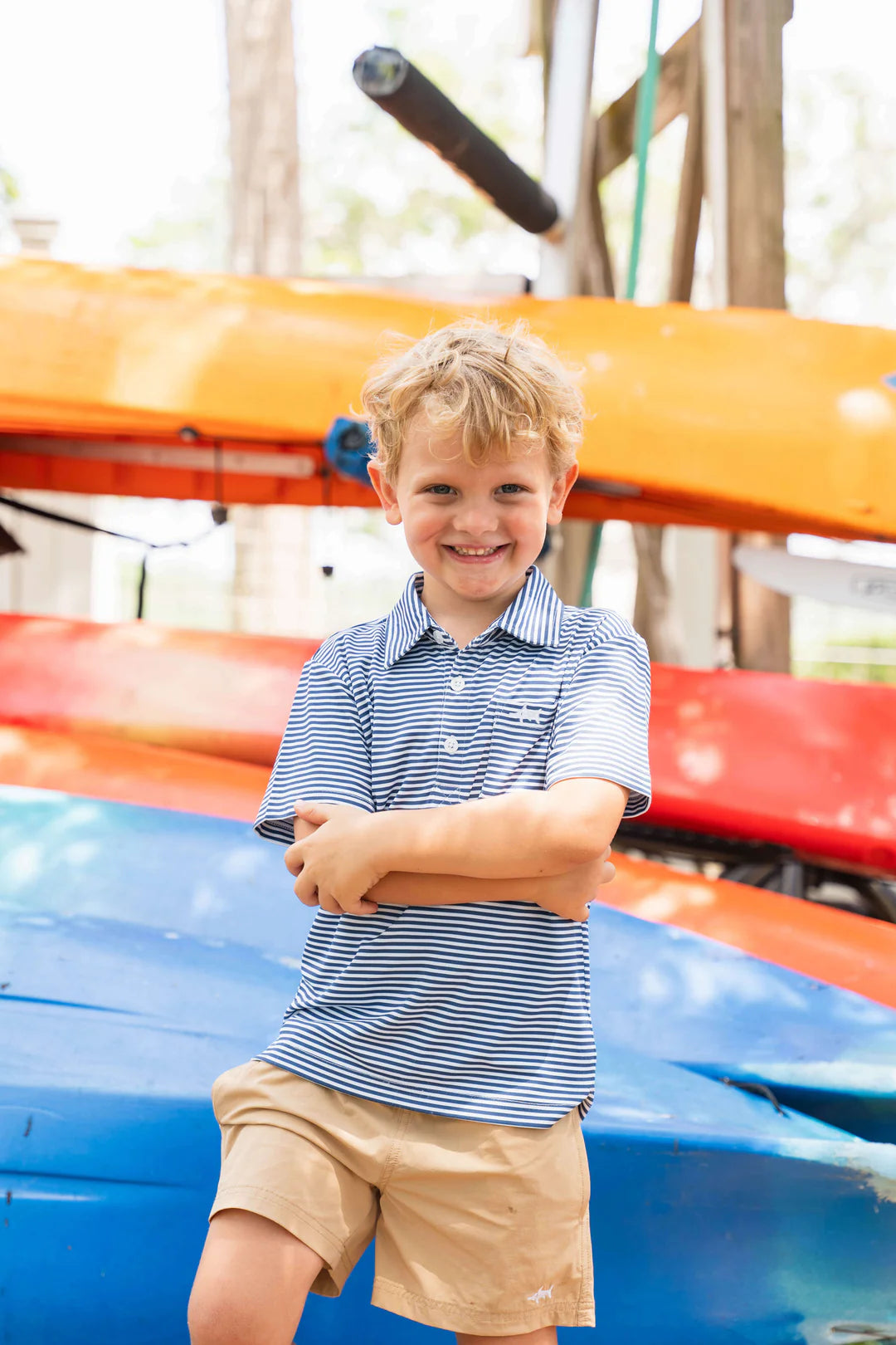Inshore Performance Polo Navy Stripe