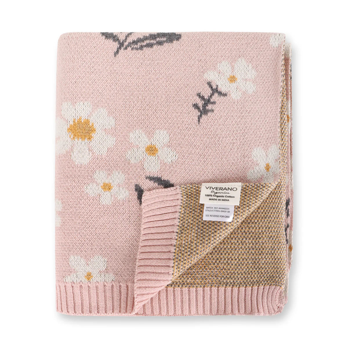 Organic Cotton Knit Baby Blanket- Daisy Floral