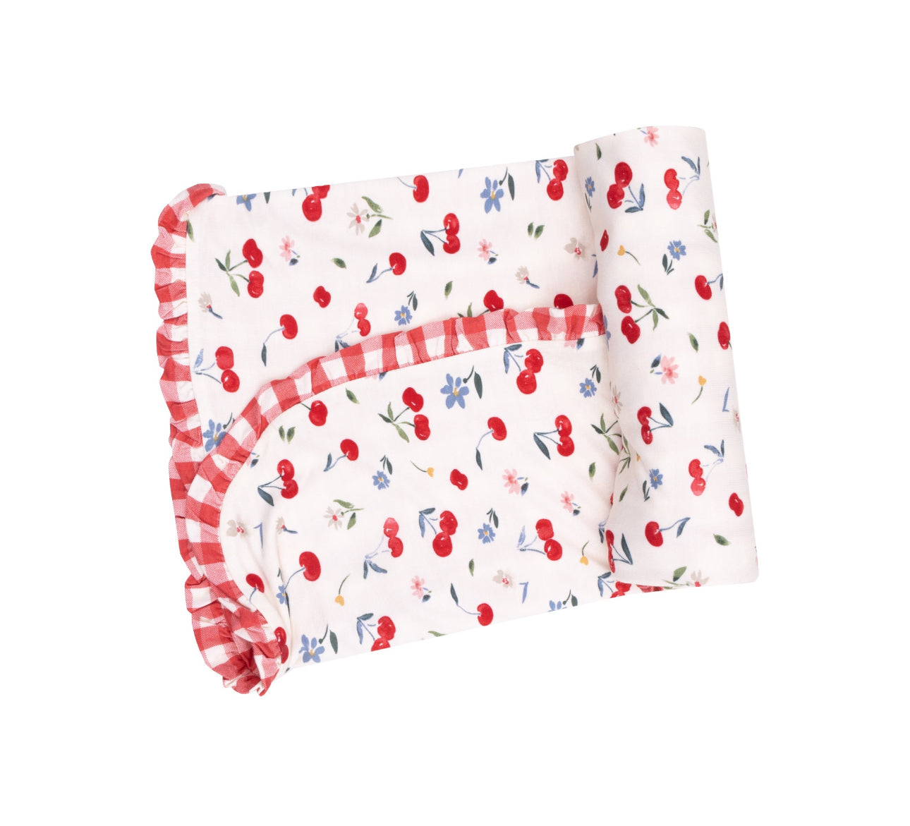 Cherries & Gingham Ruffle Blanket