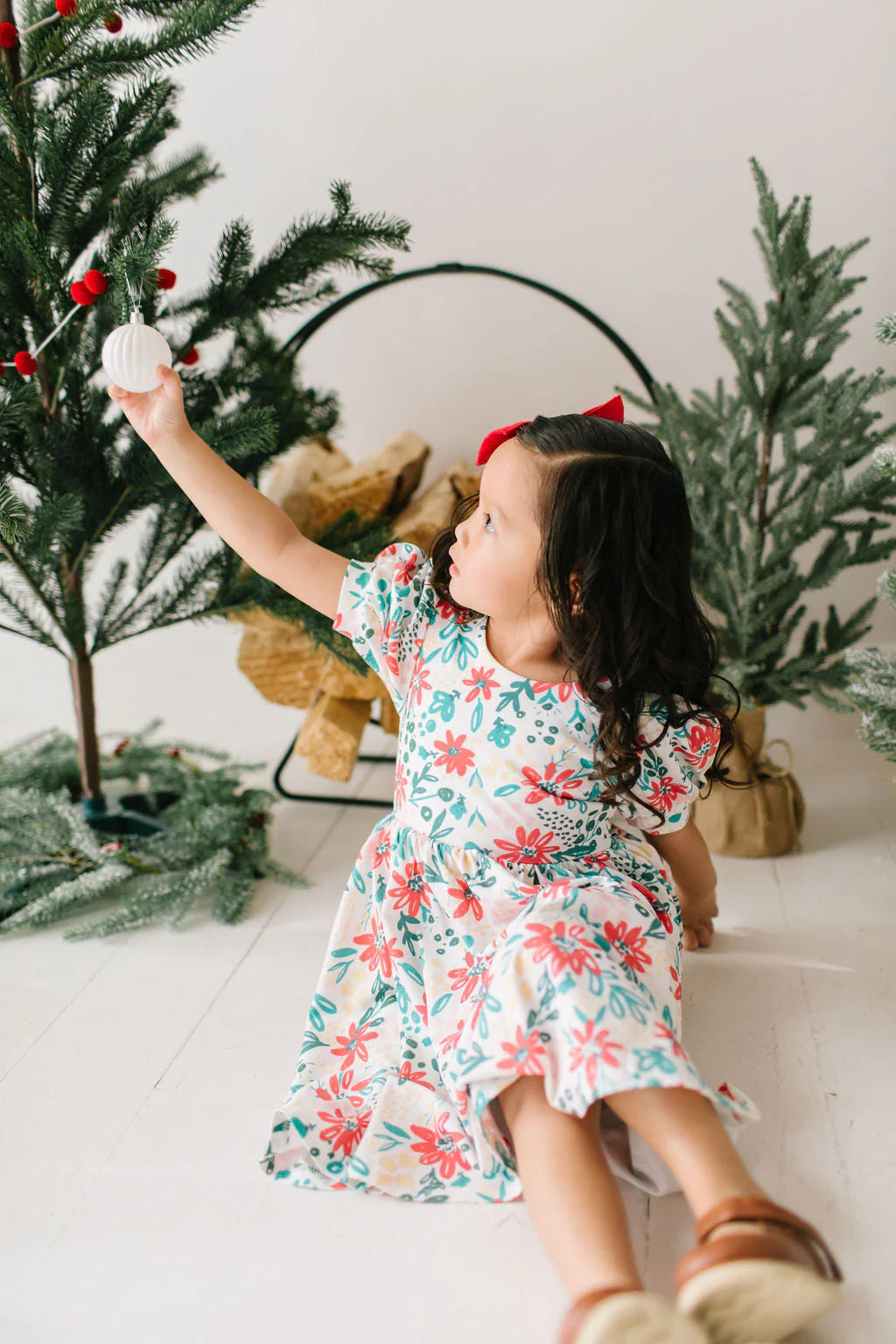 Puff Dress in Holiday Floral